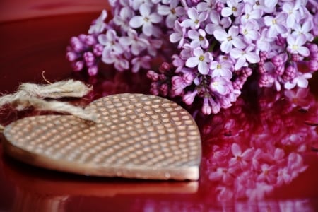 HEART WITH LILACS - image, flowers, lilac, heart