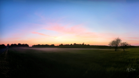 Dawning - morning, sky, farm, dawn, sunup, field, firefox persona theme, country