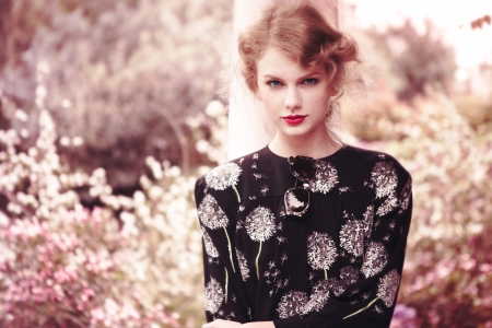 Taylor Swift - black, lips, woman, Taylor Swift, red, girl, singer, pink