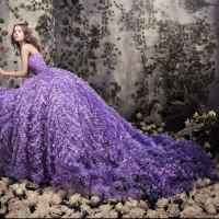 Purple bride dress