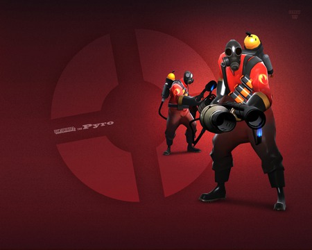 pyro - red, fortress, pyro, team, flame