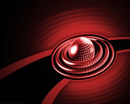 3D Ball - abstract, red, ball, wave