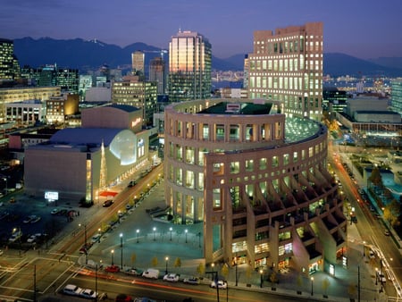 Vancouver - skyscrapers, city, night, canada