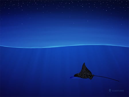 Eagle Ray - 3d, abstract, blue