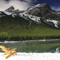 Resting beneath the snowy mountain