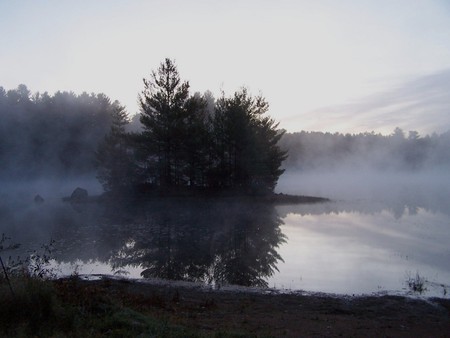 Misty island - nature, islands