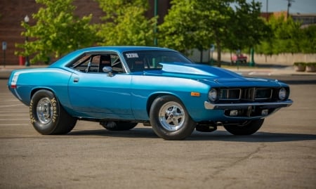 1974 Barracuda - Pro Street, Blue, Classic, Cowl Hood