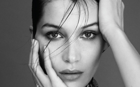 Bella Hadid - woman, face, bella hadid, girl, hand, model