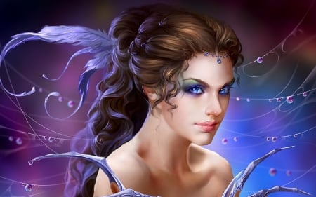 Spider Queen - face, purple, pink, beauty, wild dreamer, frumusete, blue, spider queen, luminos, uildrim