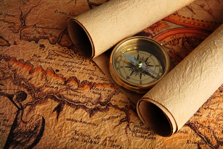 Old Maps - map, vintage, old, writing, compass, paper, scrolls