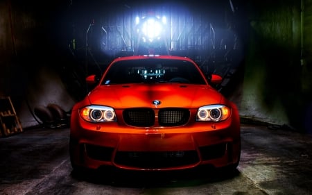 bmw 1m hdr - garage, car, dark, orange, hdr