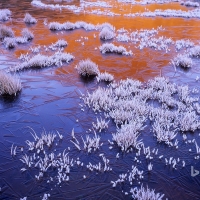 Frozen tarn in the Walls of Jerusalem National Park Tasmania