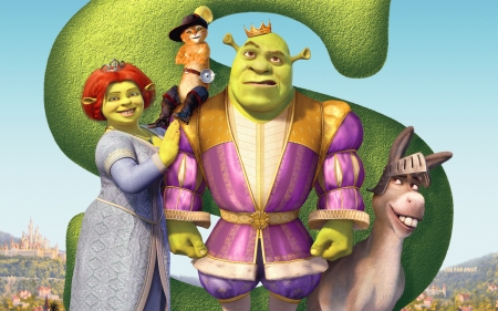 Shrek the Third (2007) - animation, poster, funny, green, pixar, movie, shrek the thirs, pink