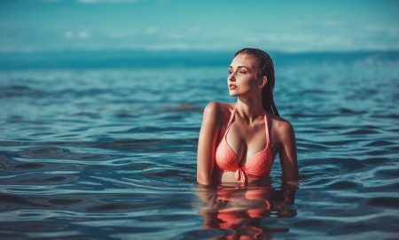 Unknown Model - babe, water, lady, woman, model, sea, ocean