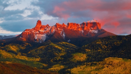 Colorado Mountains at Dusk - sky, landscape, clouds, sunset, rocks