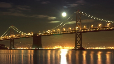 San Francisco bridge - Nighttime, Moonlight, Bridge, San Francisco