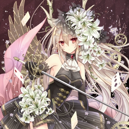 I'm Ur PrincesS - gown, sword, maiden, beautiful, blossom, hot, sublime, anime girl, girl, elegant, gorgeous, ore, weapon, pretty, beauty, flowers, blase, sweet, anime, amour, dress, long hair, petals, nice, lovely, sexy, female