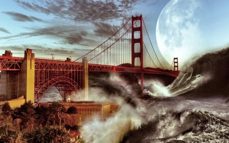 Golden Gate Bridge Storm F - wide screen, california, ocean, photography, san francisco, storm, golden gate, beautiful, scenery, sea, photo, bridge, usa