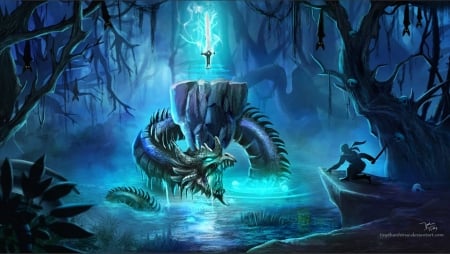 Swamp Dragon - swamp, dragon, fantasy, art