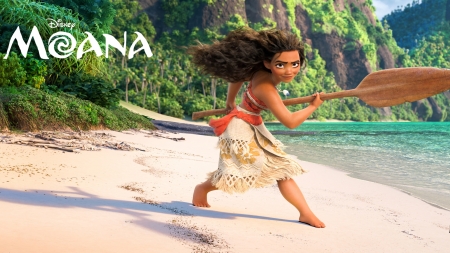 Moana - beach, girl, vara, movie, disney, summer, moana, poster