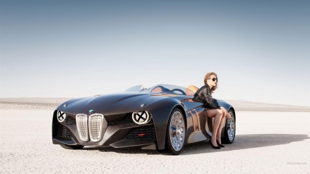 bmw 328 hommage - hommage, girl, bmw, nature