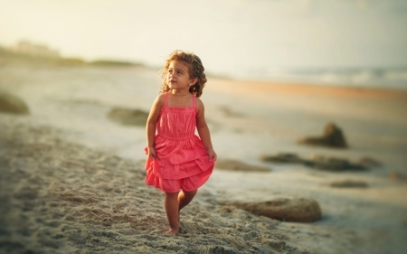 little girl - dainty, pretty, pink, pure, child, fair, face, nice, bonny, kid, childhood, beauty, baby, Hair, Belle, comely, white, cute, wallpaper, people, blonde, sky, Beach, DesktopNexus, sightly, beautiful, photography, sea, girl, lovely, sweet, little, adorable, Standing