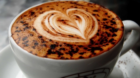 coffee heart - heart, cup, froth, coffee