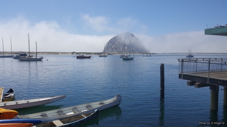 Morro Bay California - sky, ocean, california, boats, fog, bay, morro