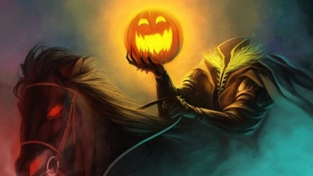 headless horseman - horseman, headless, pumpkin, man