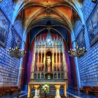 gorgeous blue brick church hdr