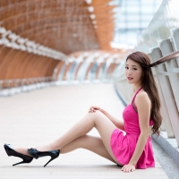 girl in a pink dress