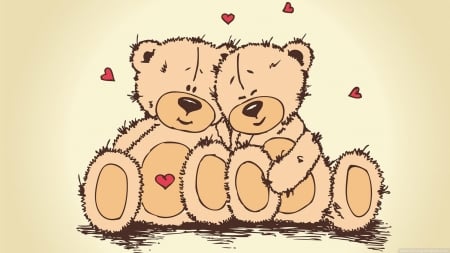 Lovie Bears - bears, hearts, lovey, wallpaper, teddy