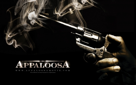 appaloosa - gun, smoke, appaloosa, hand