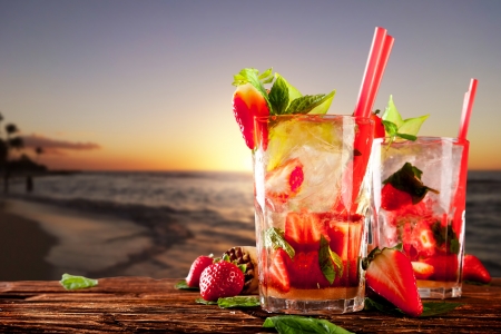 Cocktail - tropica, horizon, red, colorful, cocktail, sunny, sunset