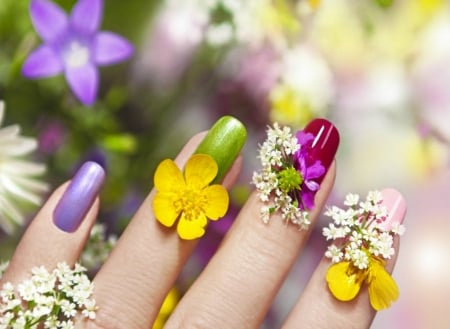 â¤ - fingers, nail, flowers, hand