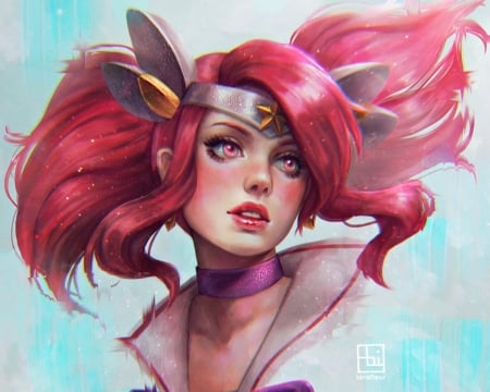 Star Guardian Lux - anime, serafleur, blue, girl, pink, star guardian lux, manga, face, art, luminos