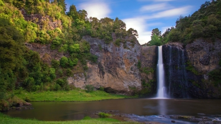 waterfall - fun, river, nature, waterfall, cool, mountain