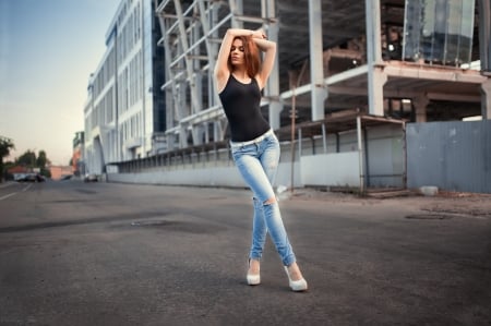 Beauty - beauty, model, beautiful, girl, lovely, female, beaut, woman, jeans