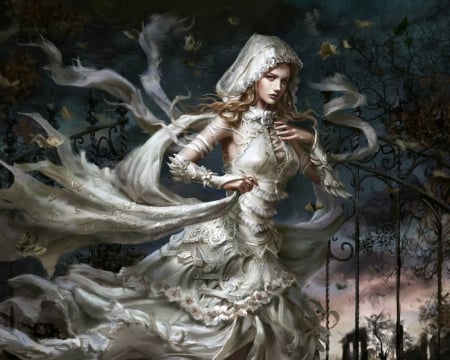 Wraith - bride, legend of the cryptids, game, dress, girl, anotherwanderer, beauty, wraith, fantasy, woman