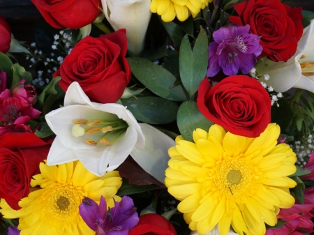 Beautiful Bouquet - flowers, nature, rose, bouquet, tulip, gerbera