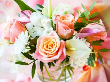 Lovely Bouquet - flowers, roses, nature, petals, bouquet