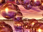 Pink and Orange Glass Spheres F