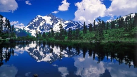 mountain scene - lake, forest, fun, nature, mountain