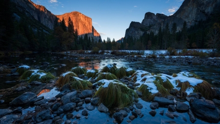 mountains by running water - cool, river, fun, nature, mountain