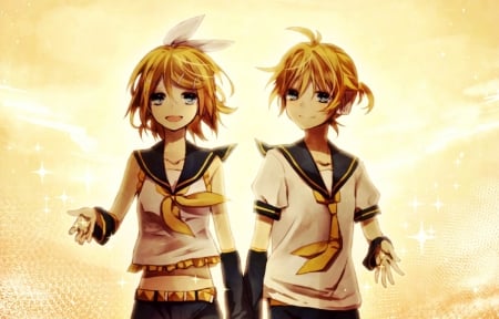 Kagamine Mirrors - sailor, bestfriends, brother, pretty, kagamine, mirror, anime, sister, cute, friend