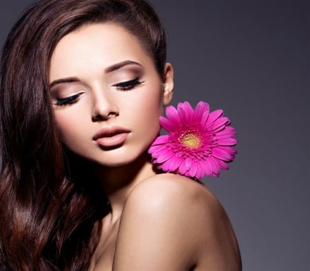 â¤ - flower, hairstyle, model, makeup, close-up