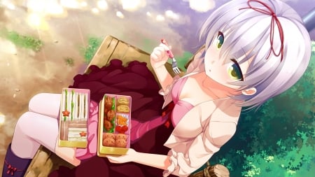 Do you want? - anime, food, girl, eating