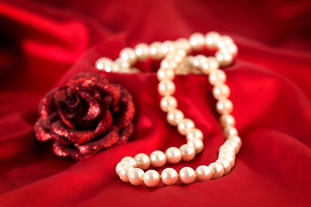 ♥ - abstract, rose, red, pearl