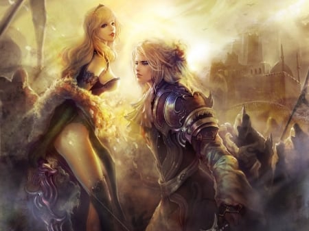 Romantic - fantasy, woman, man, art