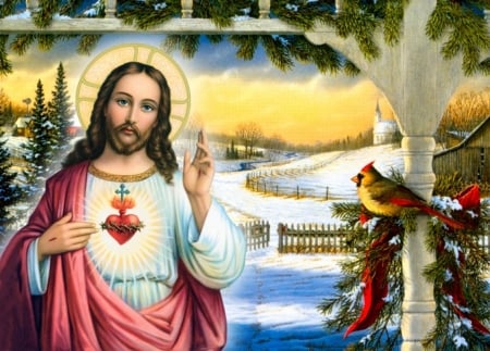 Xmas Sacred Heart - christmas, christ, jesus, heart